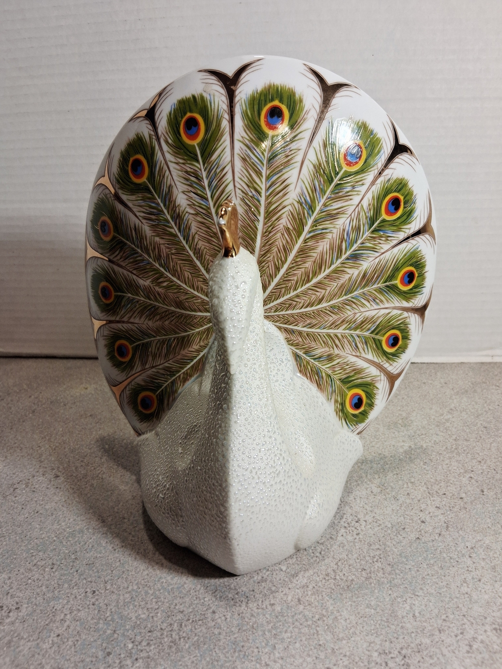 Peacock Fine Porcelain Hand Painted  By SANBO Vintage.